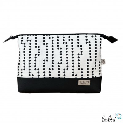 Große Kosmetiktasche | Kulturbeutel mit vielen Fächern PUNKTE & KATZE  - 1