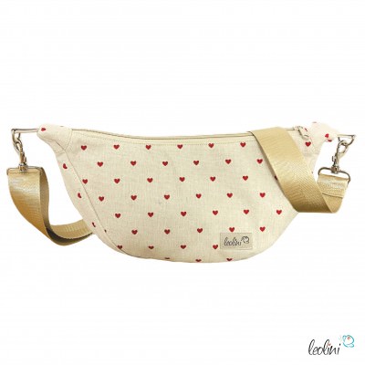 Moon Bag Luna | Halbmondtasche – Handgefertigte Schultertasche Herzen Moonbag Leolini - 3