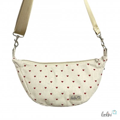 Moon Bag Luna | Halbmondtasche – Handgefertigte Schultertasche Herzen Moonbag Leolini - 2