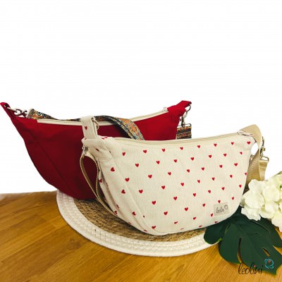 Moon Bag Luna | Halbmondtasche – Handgefertigte Schultertasche Herzen Moonbag Leolini - 8