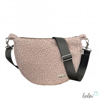 Bouclé Tasche Umhängetasche | Moonbag | Felltasche | handgefertigt in Altrosa Leolini - 3