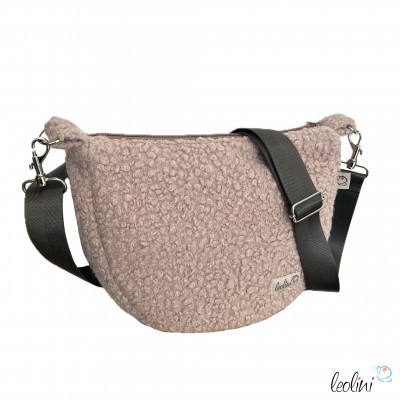 Bouclé Tasche Umhängetasche | Moonbag | Felltasche | handgefertigt in Altrosa Leolini - 7