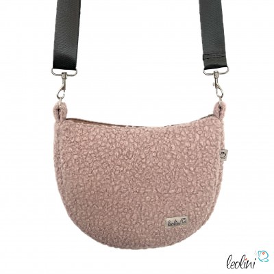 Bouclé Tasche Umhängetasche | Moonbag | Felltasche | handgefertigt in Altrosa Leolini - 2