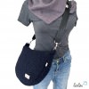 Bouclé Tasche Umhängetasche | Moonbag | Felltasche | handgefertigt in Marine Leolini - 4