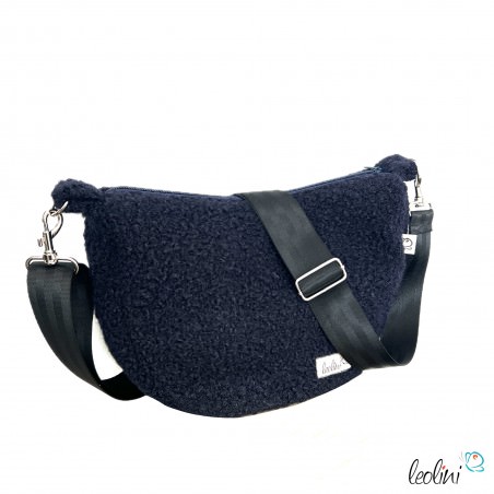 Bouclé Tasche Umhängetasche | Moonbag | Felltasche | handgefertigt in Marine Leolini - 6
