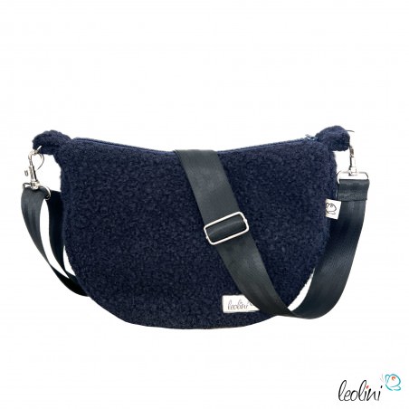 Bouclé Tasche Umhängetasche | Moonbag | Felltasche | handgefertigt in Marine Leolini - 3
