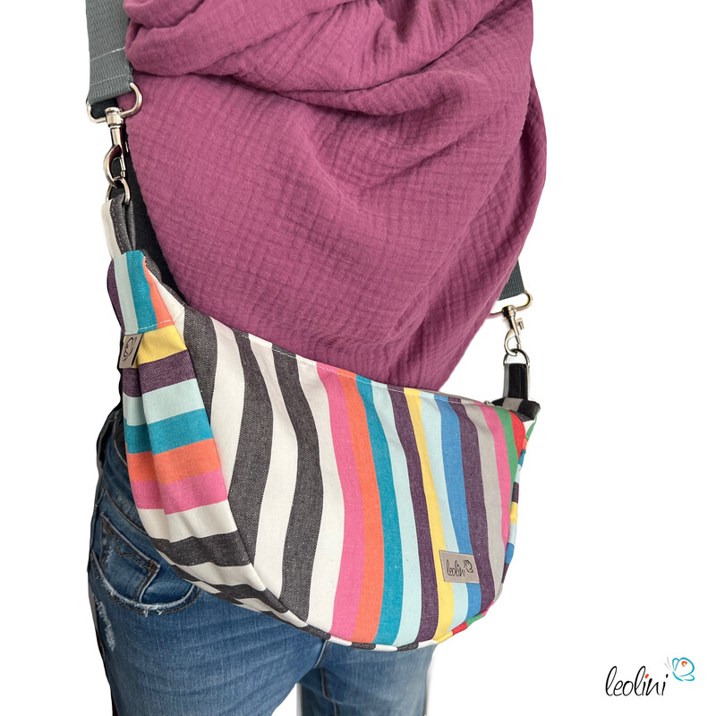 Moon Bag Luna | Halbmondtasche – Handgefertigte Schultertasche in Streifen Moonbag Leolini - 3