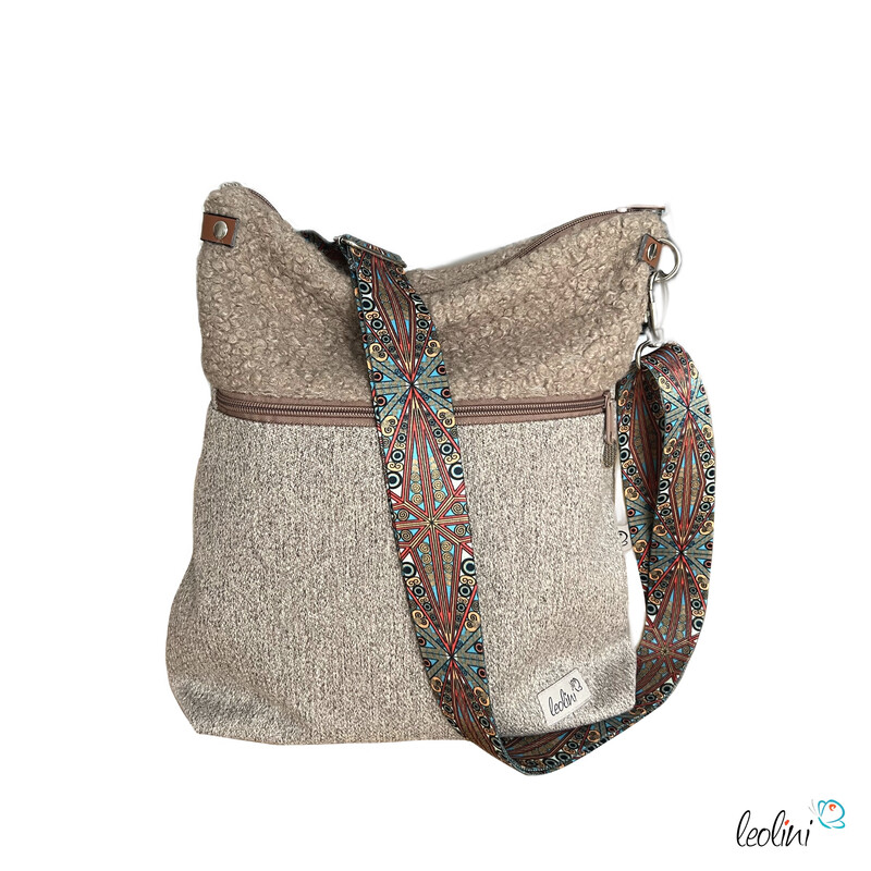 Umhängetasche Lenos Boucle BEIGE | handgefertigt
