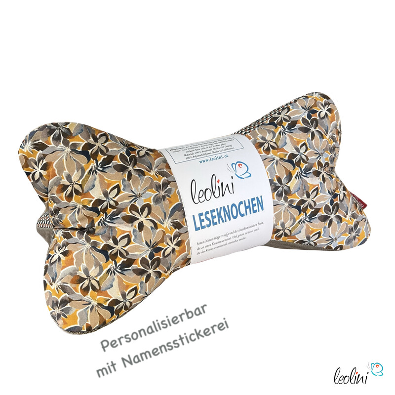 Leseknochen personalisierbar RETRO BEIGE| Nackenkissen | handgemacht