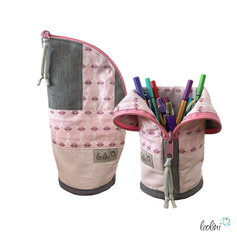 Stehende Stiftetasche Leo | Federpennal Federmäppchen ROSE ORNAMENTE | personalisierbar mit Namen