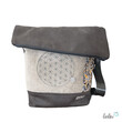 Foldover Tasche mit Blume des Lebens Stickerei | Taupe | mit Außenfach