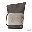 Foldover Tasche mit Blume des Lebens Stickerei | Taupe | mit Außenfach