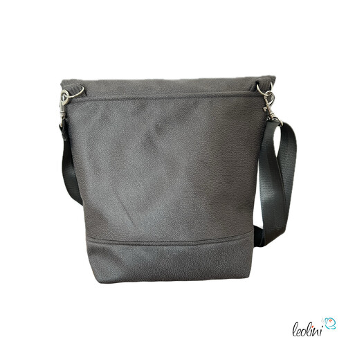 Foldover Tasche mit Blume des Lebens Stickerei | Taupe | mit Außenfach
