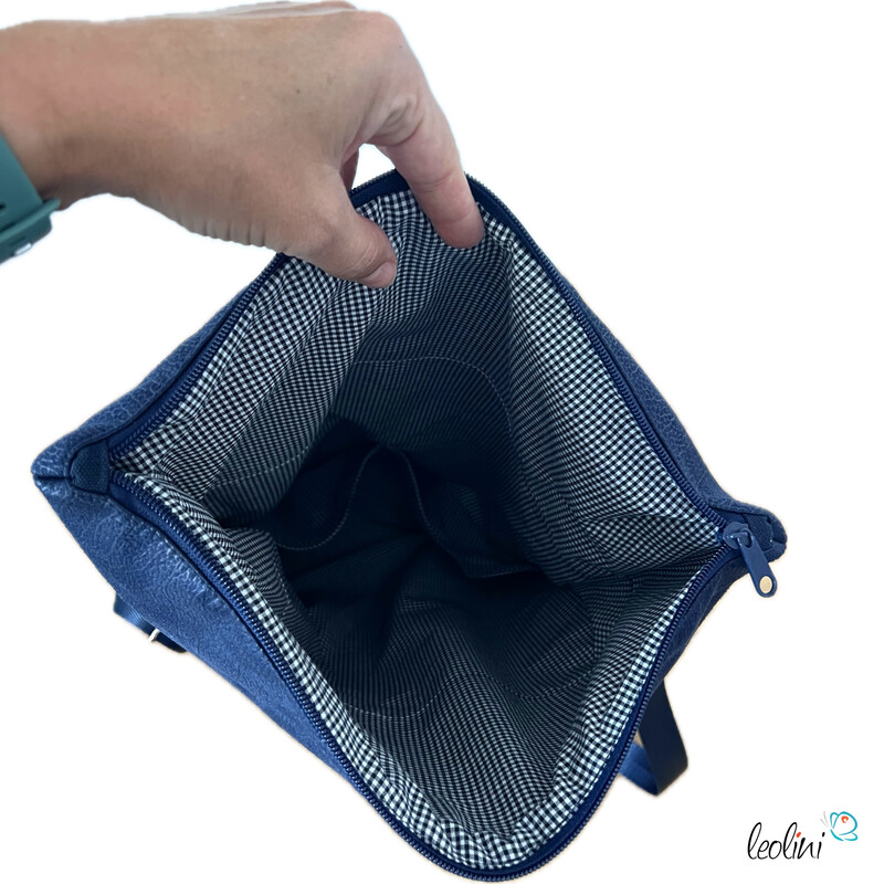 Foldover Tasche mit Pusteblumen Stickerei | Dunkelblau | mit Außenfach