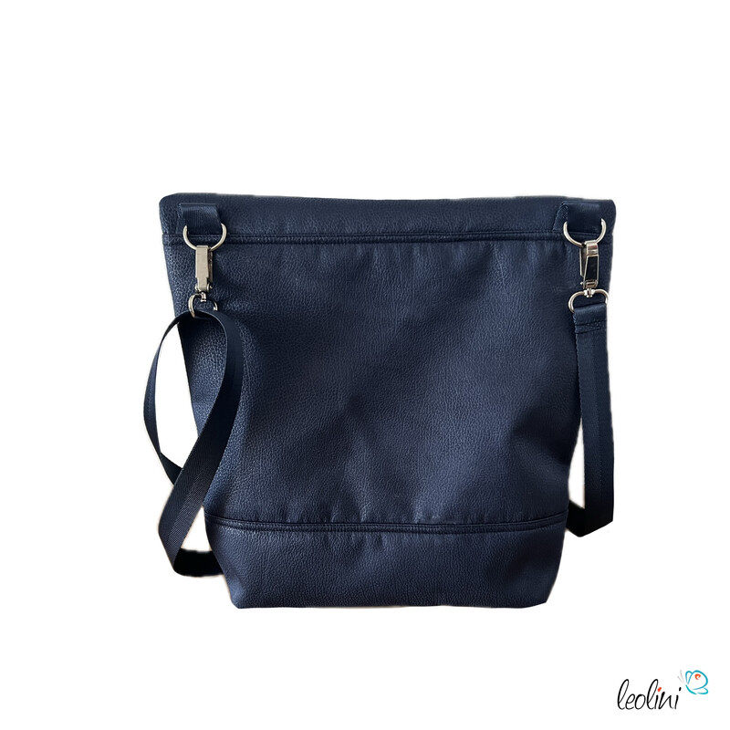 Foldover Tasche mit Pusteblumen Stickerei | Dunkelblau | mit Außenfach