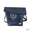 Foldover Tasche mit Pusteblumen Stickerei | Dunkelblau | mit Außenfach
