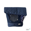 Foldover Tasche mit Blume des Lebens Stickerei | Dunkelblau | mit Außenfach