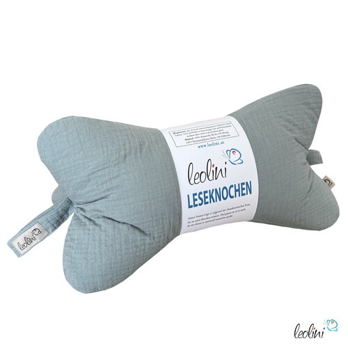 Leseknochen MUSSELIN in ALTMINT  | personalisierbar mit Stickerei