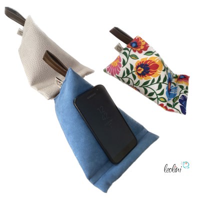 Handysitzsack DELUXE | Wildlederimitat BLAU | Stützkissen für Smartphone und Tablet  - 3