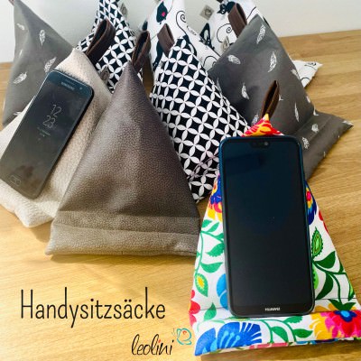 Handysitzsack DELUXE | Wildlederimitat BLAU | Stützkissen für Smartphone und Tablet  - 4