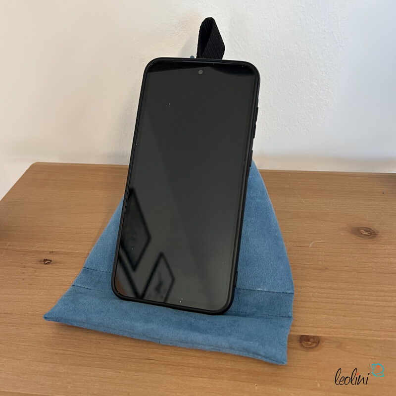 Handysitzsack DELUXE | Wildlederimitat BLAU | Stützkissen für Smartphone und Tablet
