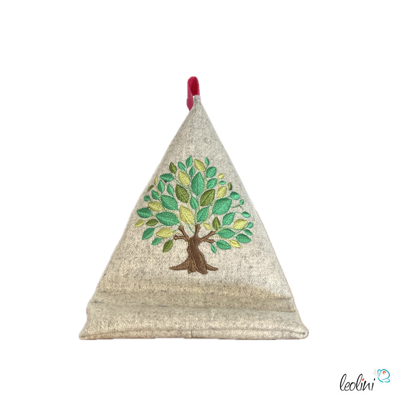 Handysitzsack aus Walkloden mit echter Stickerei LEBENSBAUM (Limitierte Auflage)| Stützkissen für Smartphone und Tablet