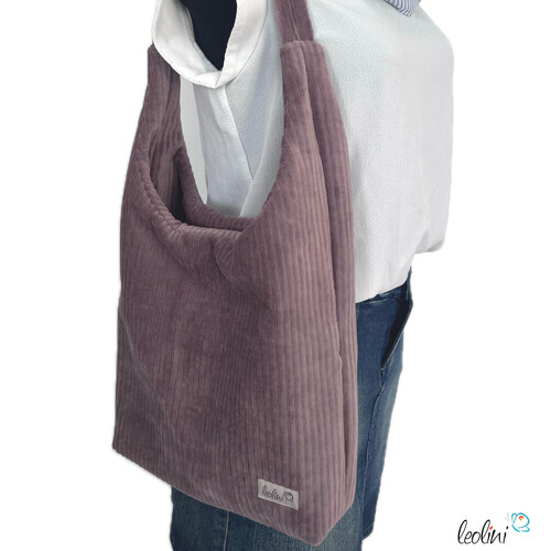 LeoliniHobo Bag aus Breitcord in DUNKELMAUVE – handgemachte Trendtasche - auch als SETTaschen mit Stickerei und Basic Taschen