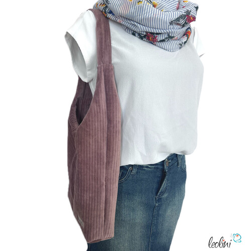 Hobo Bag aus Breitcord in DUNKELMAUVE – handgemachte Trendtasche - auch als SETTaschen mit Stickerei und Basic Taschen
