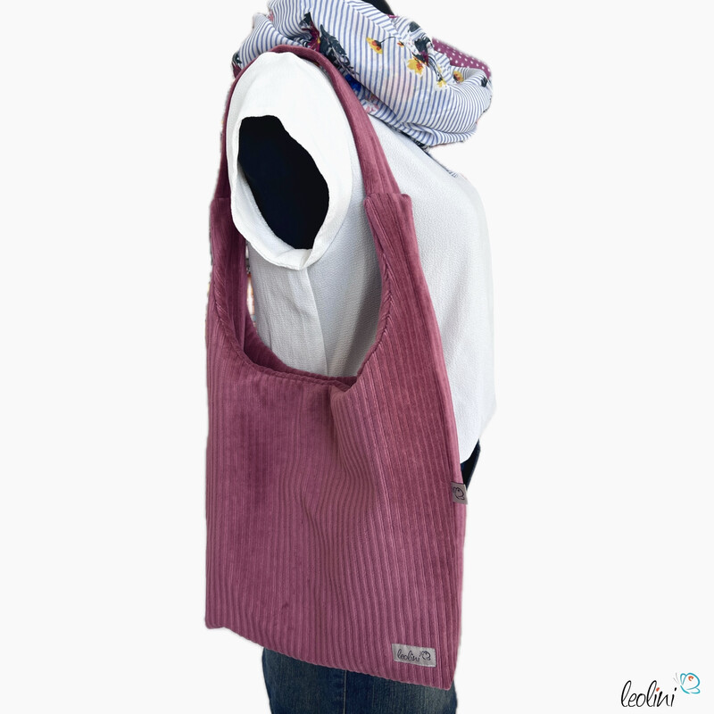 Hobo Bag Breitcord in Himbeer handgemachte Trendtasche