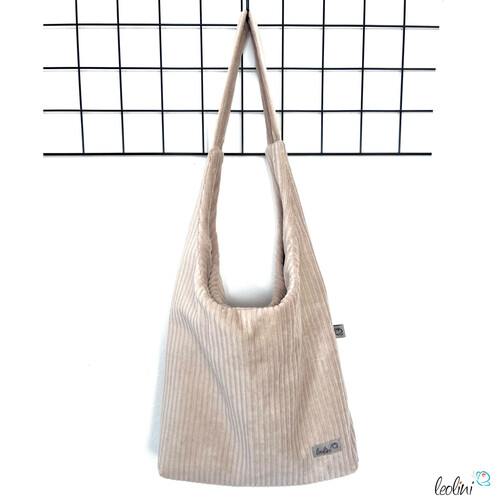 LeoliniHobo Bag aus Breitcord in BEIGE – handgemachte Trendtasche -Taschen mit Stickerei und Basic Taschen