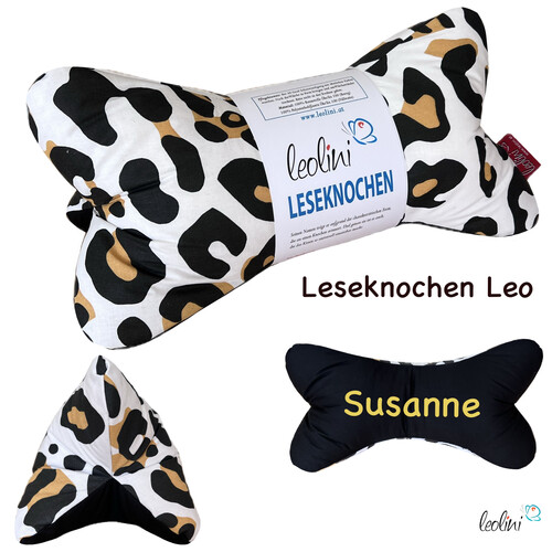 LeoliniLeseknochen personalisierbar | Nackenkissen LEO | handgemachtLeseknochen gemustert