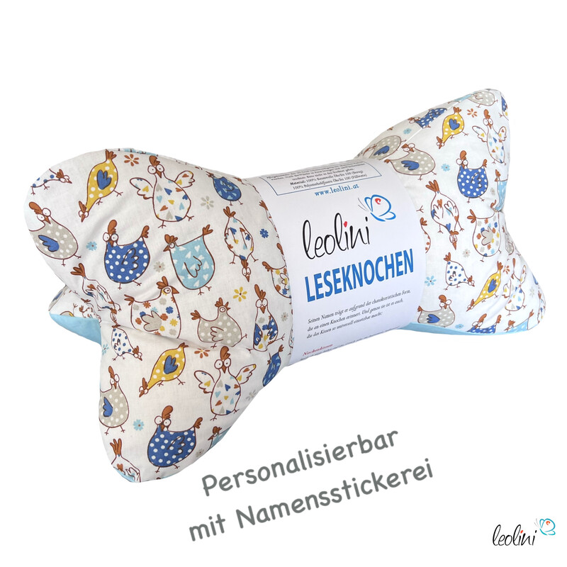 LeoliniLeseknochen personalisierbar | Nackenkissen HENNEN | handgemachtLeseknochen gemustert