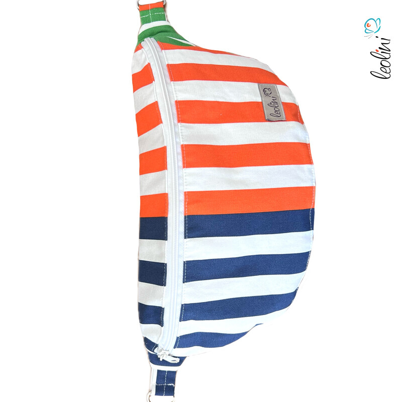 Bauchtasche XL | Crossbody-Bag | Gürteltasche aus Canvas Streifen orange dunkelblau