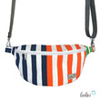 LeoliniBauchtasche XL | Crossbody-Bag | Gürteltasche aus CANVAS - STREIFEN ORANGE DUNKELBLAUTaschen mit Stickerei und Basic Taschen