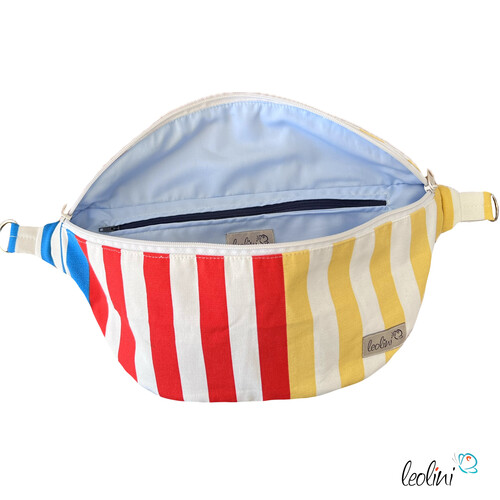 LeoliniBauchtasche XL | Crossbody-Bag | Gürteltasche aus CANVAS - STREIFEN Gelb RotTaschen mit Stickerei und Basic Taschen