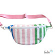 LeoliniBauchtasche XL | Crossbody-Bag | Gürteltasche aus CANVAS - STREIFEN Rosa GrünTaschen mit Stickerei und Basic Taschen