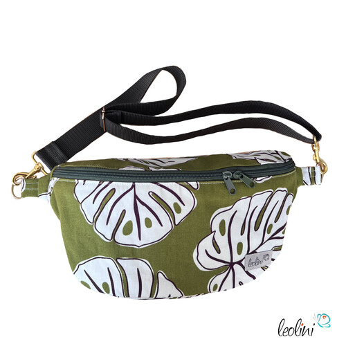 LeoliniBauchtasche XL | Crossbody-Bag | Gürteltasche aus CANVAS PalmenTaschen mit Stickerei und Basic Taschen