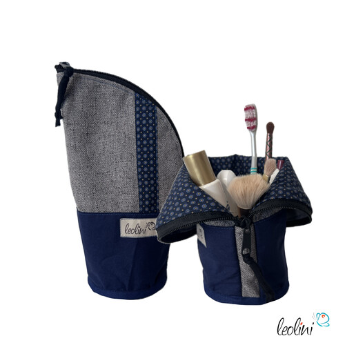 LeoliniStehende Stiftetasche Leo | Federpennal Federmäppchen DUNKELBLAU | personalisierbar mit NamenStehende Stiftetaschen LEO