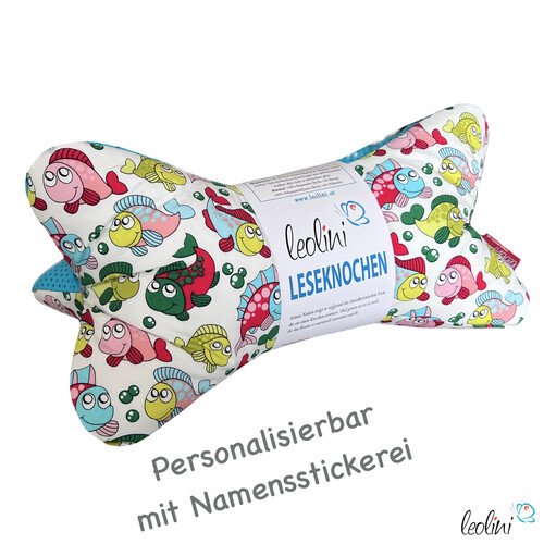 LeoliniLeseknochen personalisierbar | Nackenkissen FISCHE | handgemachtLeseknochen gemustert