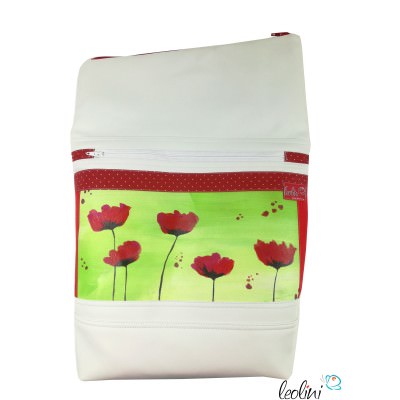 Sparset - Foldover Tasche mit echter Malerei roter Mohn und große Geldbörse