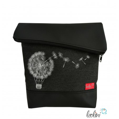 Foldover Tasche Pusteblumen Ballon Stickerei - handgemachte Kunstledertasche Leolini - 1