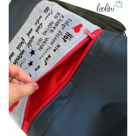 Foldover Tasche Spruch Stickerei Hör nie auf zu träumen  - handgemachte Kunstledertasche Leolini - 4
