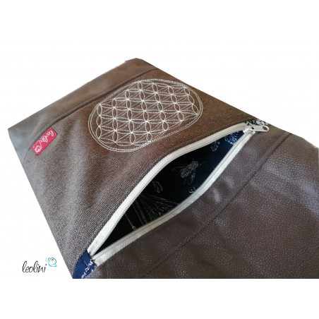 Foldover Tasche mit Blume des Lebens Stickerei  - Umhängetasche mit Außenfach Leolini - 5