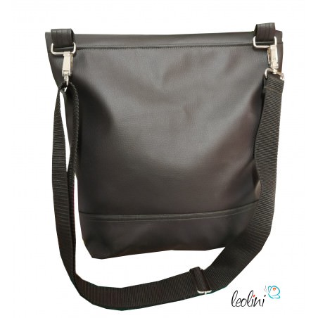 Foldovertasche Spruch Vollzeitverrückte schwarz - handgemachte Kunstledertasche Leolini - 5