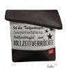 Foldovertasche Spruch Vollzeitverrückte schwarz - handgemachte Kunstledertasche Leolini - 1