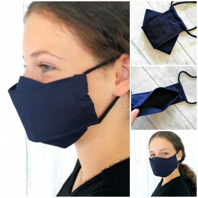 UNIFARBEN Mund-Nasenbedeckung aus Baumwollstoff mit Filterfach für Erwachsene