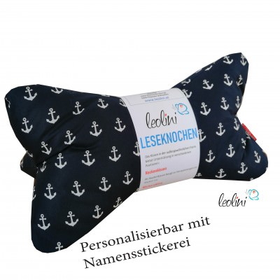 Personalisierbarer Leseknochen - Lesekissen von Leolini Anker mit Namen