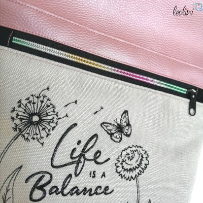 Foldover Tasche Balance Stickerei - rose metallic -  mit Außenfach