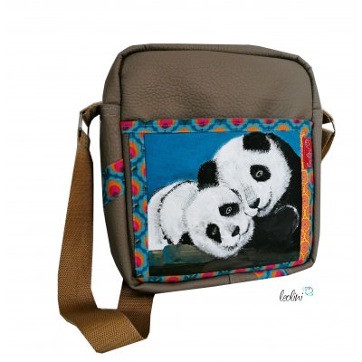 Umhängetasche Panda echte Malereitasche - Unikat