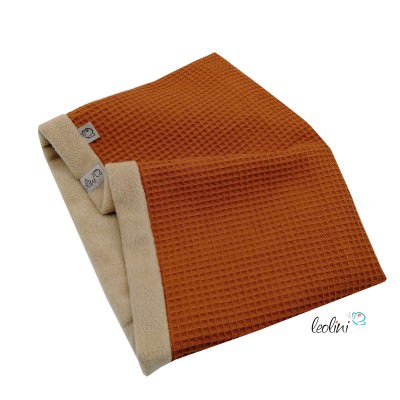 Schlupfschal Waffelpique und Polarfleece rost und beige